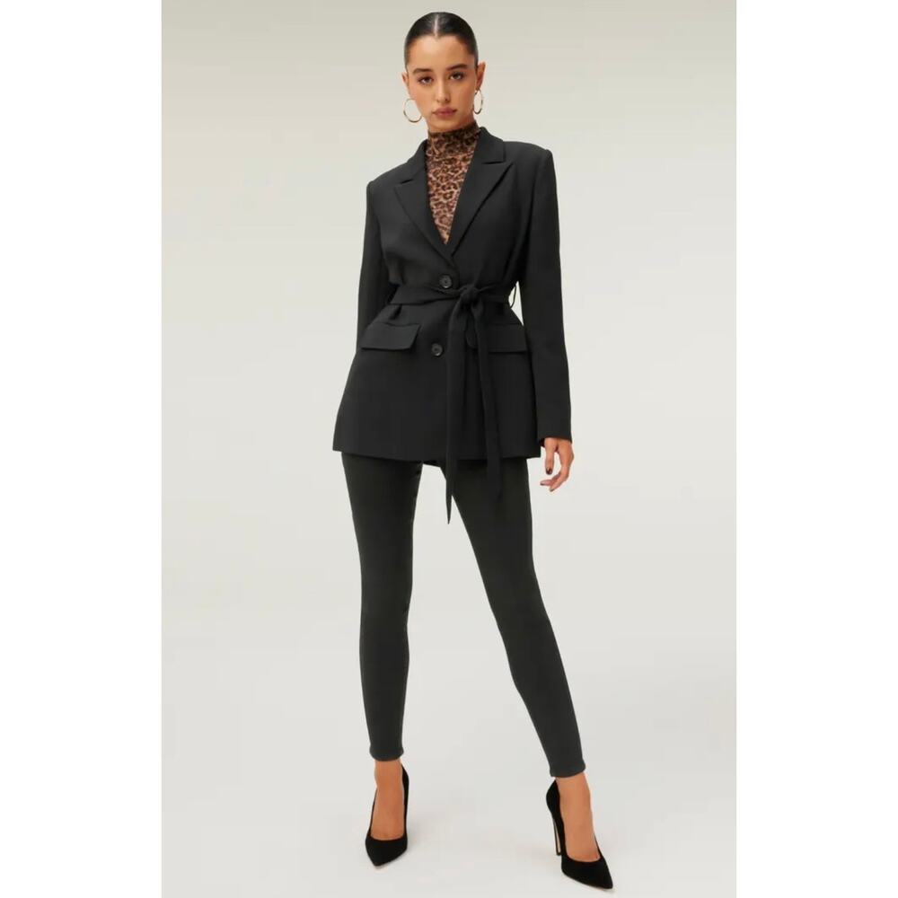 Good American Belted Trench Blazer Jacket Black Coat Size Medium - Picture 15 of 15